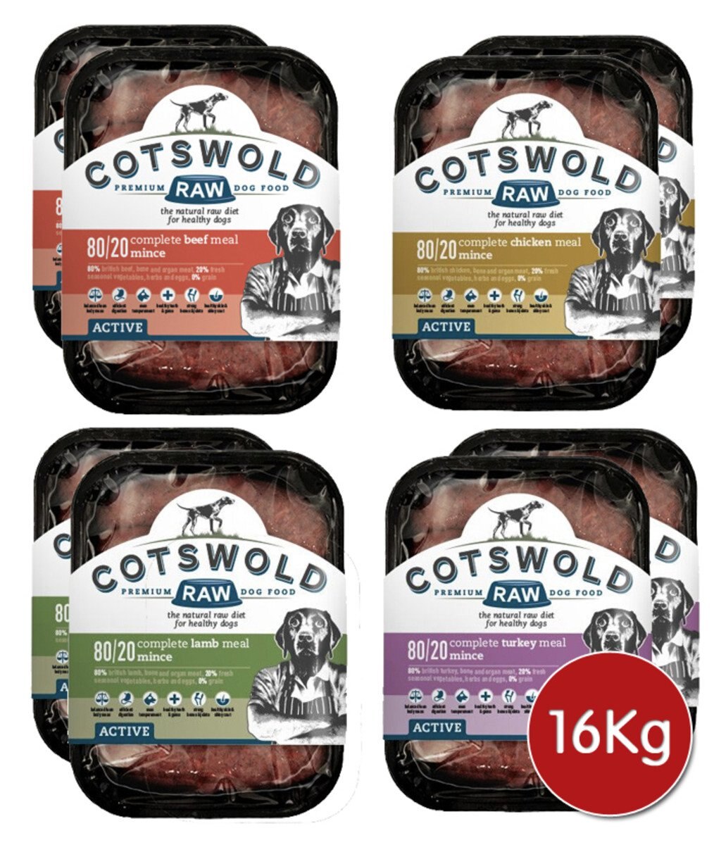 Cotswold RAW Active 80/20 Mince Adult Raw Dog Food Mix Pack - 16Kg